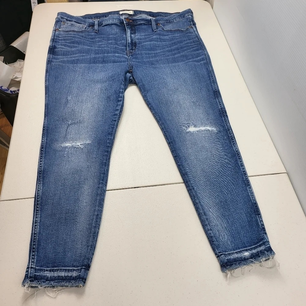 Madewell 9" High Rise Rip and Repair Edition Skinny Blue Denim Jeans Sz 36 - Picture 16 of 16